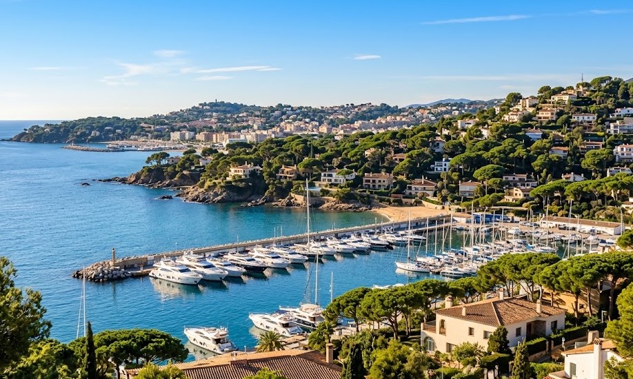 Vista del puerto deportivo Port Balís y la costa en Sant Andreu de Llavaneres